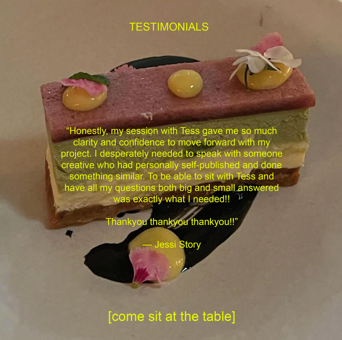 BOOK A 90 MINUTE SESSION AT THE TABLE WITH TESS