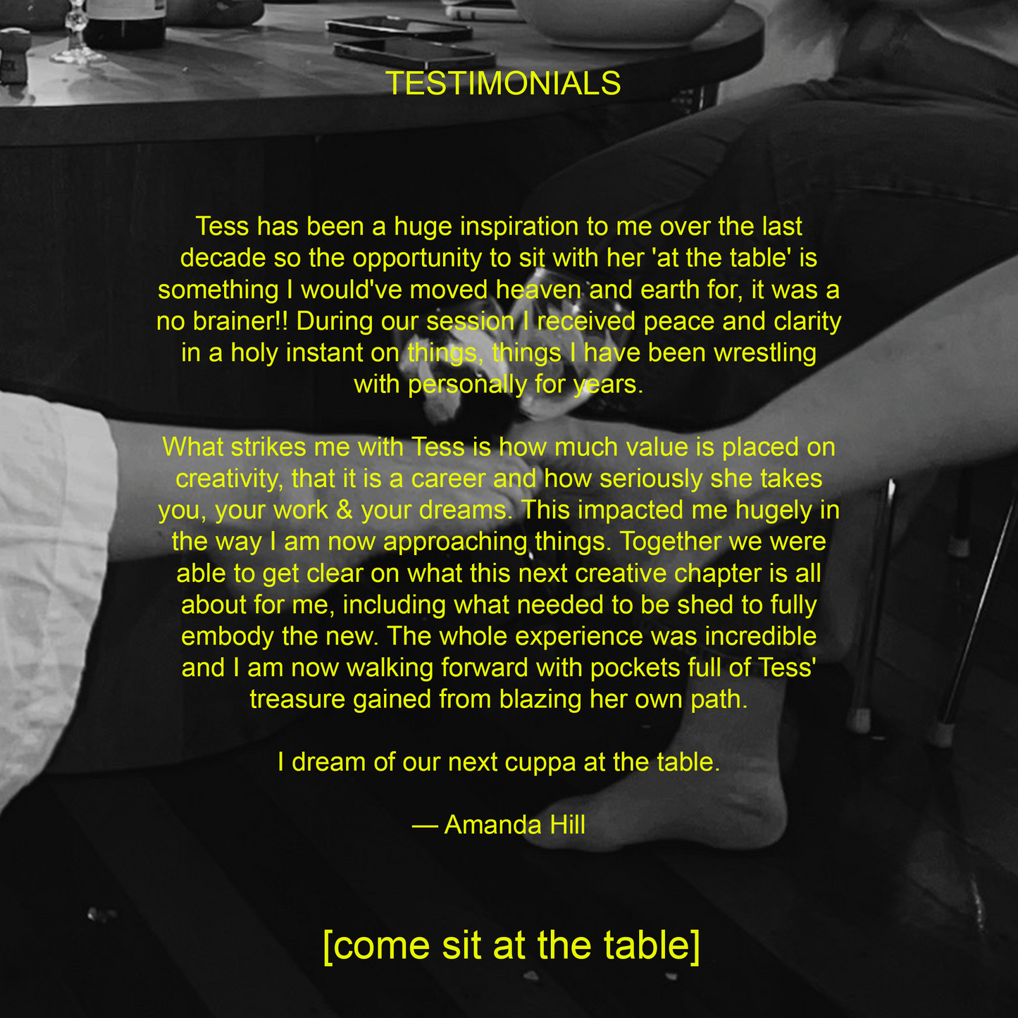 BOOK A 90 MINUTE SESSION AT THE TABLE WITH TESS
