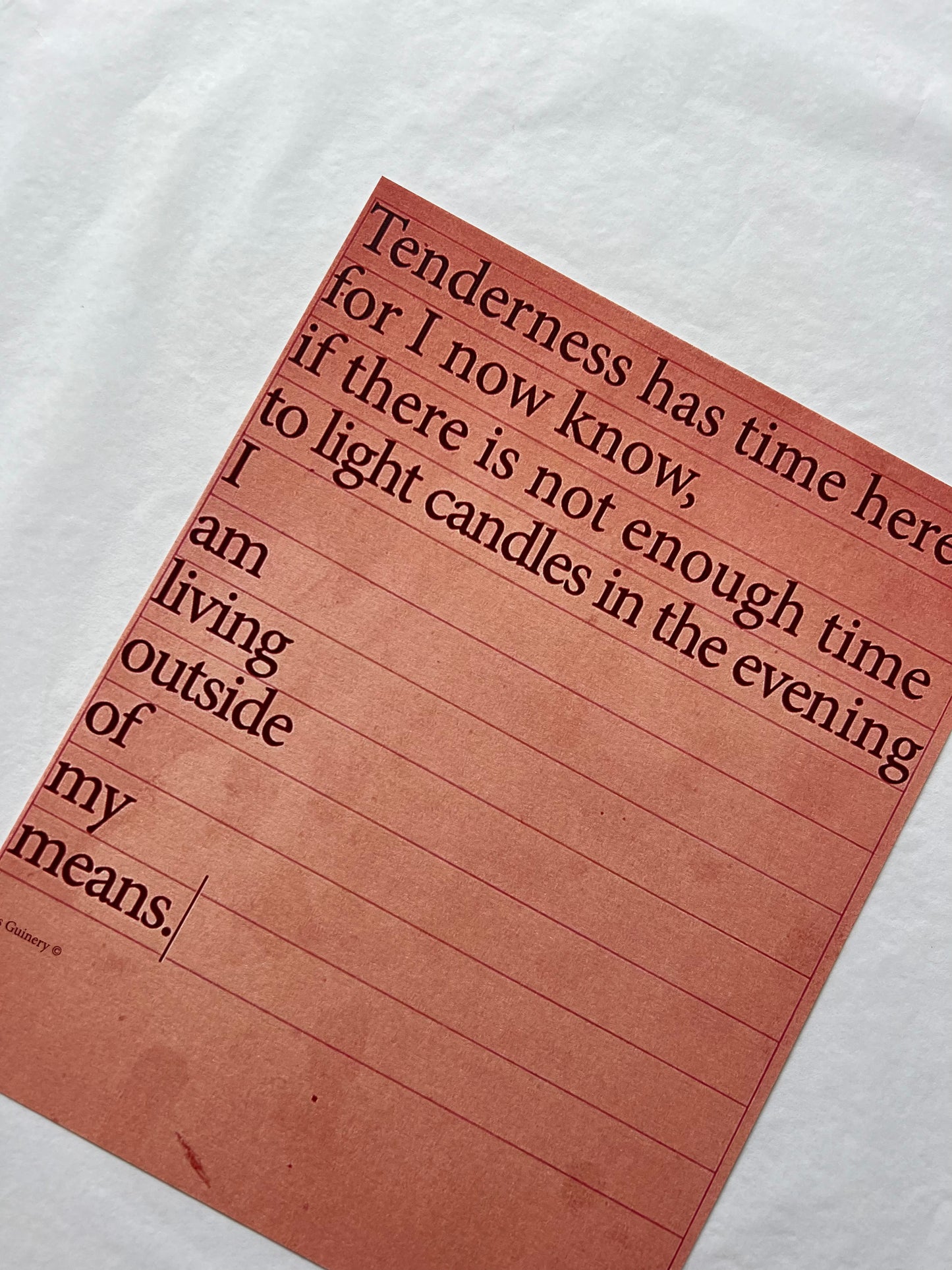 'Tenderness Has Time' - 8 x 10 Art Print (Faded Red)