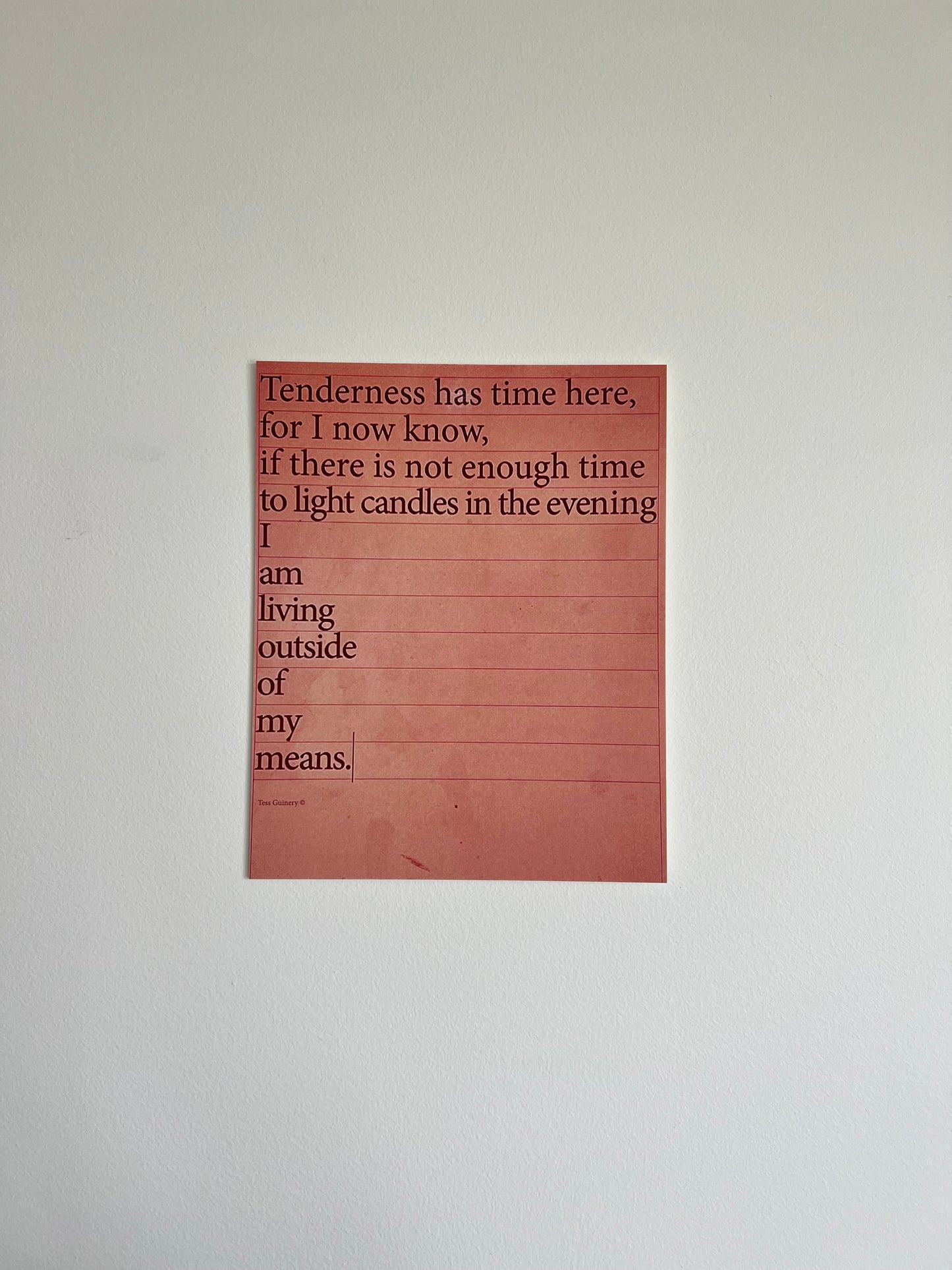 'Tenderness Has Time' - 8 x 10 Art Print (Faded Red)